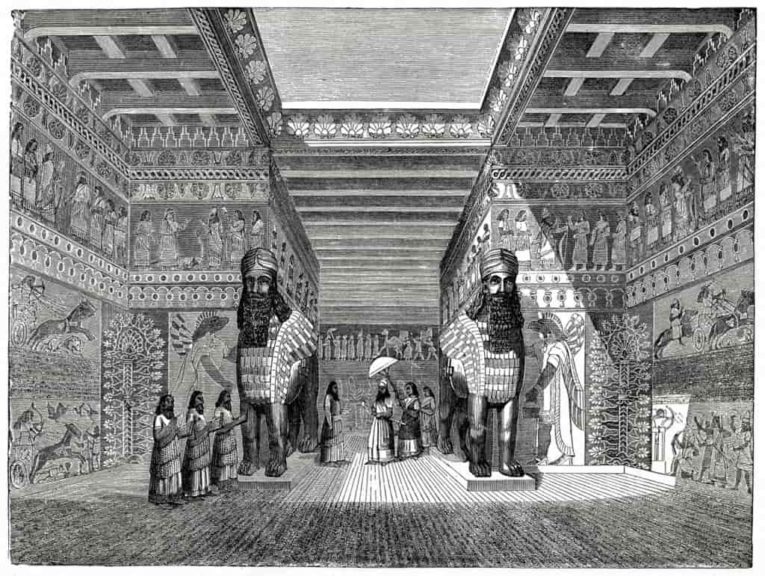 Engraving From 1882 Featuring The Interior Of A Babylonian Palace