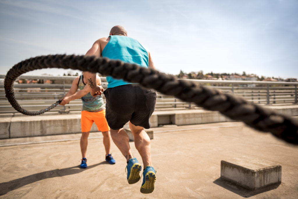 rope jumping in the open